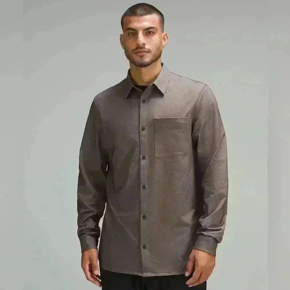 Lululemon Commission Long-Sleeve Shirt ESPR/WHT Espresso Men's Small - Picture 1 of 12